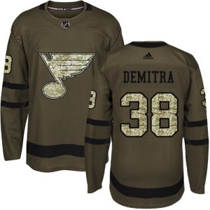 Stylish Adidas Blues #38 Pavol Demitra Green Salute to Service Stitched NHL Jersey to show your team spirit