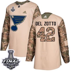 Top - notch Adidas Blues #42 Michael Del Zotto Camo Authentic 2017 Veterans Day 2019 Stanley Cup Final Stitched NHL Jersey to stand out at the stadium