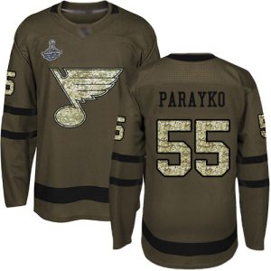 Stunning Adidas Blues #55 Colton Parayko Green Salute to Service Stanley Cup Champions Stitched NHL Jersey to elevate your fan gear collection