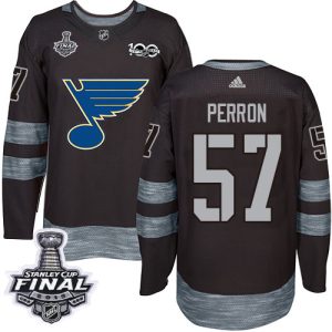 Fantastic Adidas Blues #57 David Perron Black 1917 2017 100th Anniversary 2019 Stanley Cup Final Stitched NHL Jersey for ultimate hockey enthusiasts