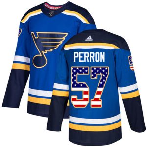 Top - notch Adidas Blues #57 David Perron Blue Home Authentic USA Flag Stitched NHL Jersey a must - have for collectors
