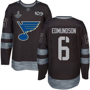 Stylish Adidas Blues #6 Joel Edmundson Black 1917 2017 100th Anniversary Stanley Cup Champions Stitched NHL Jersey to elevate your fan gear collection