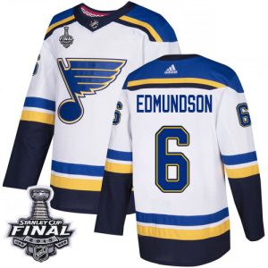 Top - notch Adidas Blues #6 Joel Edmundson White Road Authentic 2019 Stanley Cup Final Stitched NHL Jersey to stand out at the stadium
