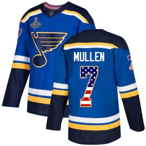 Stylish Adidas Blues #7 Joe Mullen Blue Home Authentic USA Flag Stanley Cup Champions Stitched NHL Jersey for ultimate hockey enthusiasts
