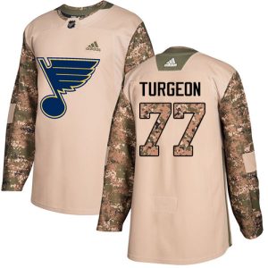 Amazing Adidas Blues #77 Pierre Turgeon Camo Authentic 2017 Veterans Day Stitched NHL Jersey perfect for game days