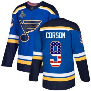 Premium Adidas Blues #9 Shayne Corson Blue Home Authentic USA Flag Stanley Cup Champions Stitched NHL Jersey to elevate your fan gear collection