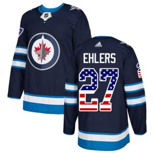 Stylish Adidas Jets #27 Nikolaj Ehlers Navy Blue Home Authentic USA Flag Stitched NHL Jersey to stand out at the stadium