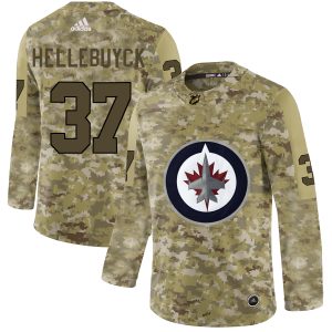 Sleek Adidas Jets #37 Connor Hellebuyck Camo Authentic Stitched NHL Jersey to stand out at the stadium