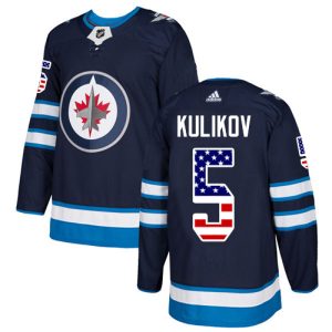 Top - notch Adidas Jets #5 Dmitry Kulikov Navy Blue Home Authentic USA Flag Stitched NHL Jersey to elevate your fan gear collection