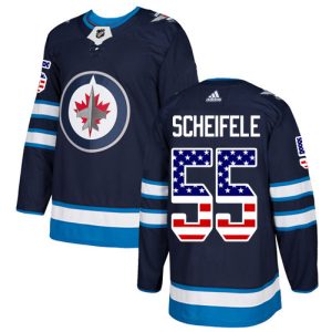 Sleek Adidas Jets #55 Mark Scheifele Navy Blue Home Authentic USA Flag Stitched NHL Jersey perfect for game days