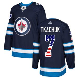 Sleek Adidas Jets #7 Keith Tkachuk Navy Blue Home Authentic USA Flag Stitched NHL Jersey for die - hard fans