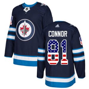 Stunning Adidas Jets #81 Kyle Connor Navy Blue Home Authentic USA Flag Stitched NHL Jersey a must - have for collectors