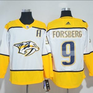 Top - notch Adidas Predators #9 Filip Forsberg White Road Authentic Stitched NHL Jersey to show your team spirit