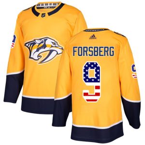 Stylish Adidas Predators #9 Filip Forsberg Yellow Home Authentic USA Flag Stitched NHL Jersey for ultimate hockey enthusiasts