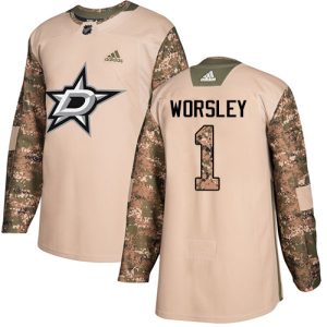 Amazing Adidas Stars #1 Gump Worsley Camo Authentic 2017 Veterans Day Stitched NHL Jersey for ultimate hockey enthusiasts