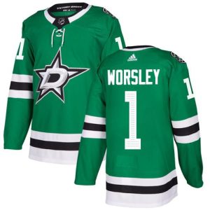 Amazing Adidas Stars #1 Gump Worsley Green Home Authentic Stitched NHL Jersey to elevate your fan gear collection