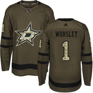 Stylish Adidas Stars #1 Gump Worsley Green Salute to Service Stitched NHL Jersey for die - hard fans