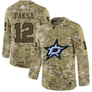 Top - notch Adidas Stars #12 Radek Faksa Camo Authentic Stitched NHL Jersey to show your team spirit