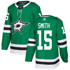Sleek Adidas Stars #15 Bobby Smith Green Home Authentic Stitched NHL Jersey to stand out at the stadium