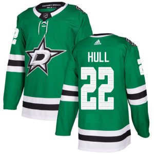 Top - notch Adidas Stars #22 Brett Hull Green Home Authentic Stitched NHL Jersey perfect for game days