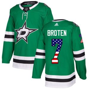 Cool Adidas Stars #7 Neal Broten Green Home Authentic USA Flag Stitched NHL Jersey perfect for game days