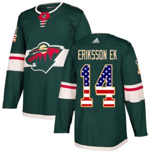 Chic Adidas Wild #14 Joel Eriksson Ek Green Home Authentic USA Flag Stitched NHL Jersey perfect for game days