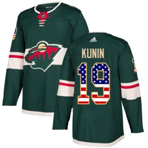 Stylish Adidas Wild #19 Luke Kunin Green Home Authentic USA Flag Stitched NHL Jersey to elevate your fan gear collection