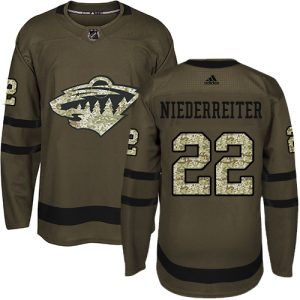 Top - notch Adidas Wild #22 Nino Niederreiter Green Salute to Service Stitched NHL Jersey to elevate your fan gear collection