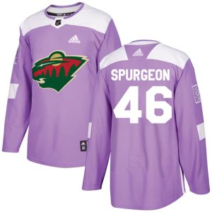 Top - notch Adidas Wild #46 Jared Spurgeon Purple Authentic Fights Cancer Stitched NHL Jersey to show your team spirit