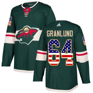 Chic Adidas Wild #64 Mikael Granlund Green Home Authentic USA Flag Stitched NHL Jersey to show your team spirit