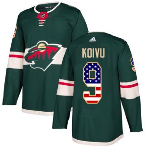 Stylish Adidas Wild #9 Mikko Koivu Green Home Authentic USA Flag Stitched NHL Jersey for ultimate hockey enthusiasts