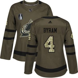 Alluring Adidas Avalanche #4 Bowen Byram Green Women's 2022 Stanley Cup Final Patch Salute to Service Stitched NHL Jersey to stand out at the stadium