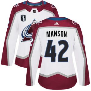 Alluring Adidas Avalanche #42 Josh Manson White Women's 2022 Stanley Cup Final Patch Road Authentic Stitched NHL Jersey for true hockey enthusiasts