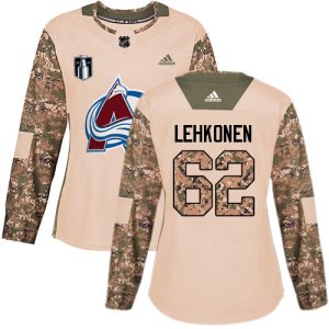 Alluring Adidas Avalanche #62 Artturi Lehkonen Camo Women's 2022 Stanley Cup Final Patch Authentic Veterans Day Stitched NHL Jersey to show your team love