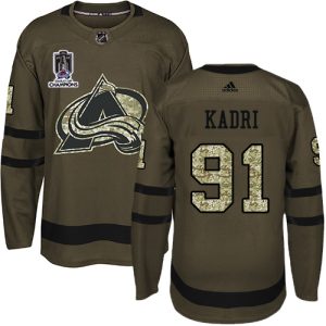 Alluring Adidas Avalanche #91 Nazem Kadri Green Youth 2022 Stanley Cup Champions Salute To Service Stitched NHL Jersey for top   notch game   day wear