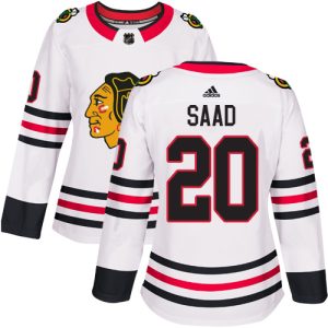 Alluring Adidas Blackhawks #20 Brandon Saad White Road Authentic Women's Stitched NHL Jersey for top   notch game   day wear