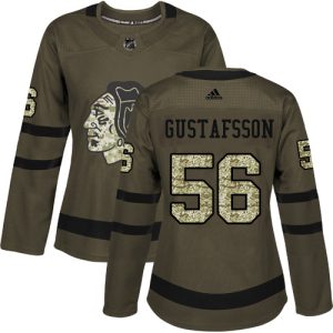 Alluring Adidas Blackhawks #56 Erik Gustafsson Green Salute to Service Women's Stitched NHL Jersey for an exciting hockey game