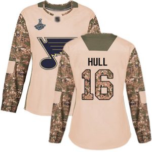Alluring Adidas Blues #16 Brett Hull Camo Authentic 2017 Veterans Day Stanley Cup Champions Women's Stitched NHL Jersey to stand out at the stadium