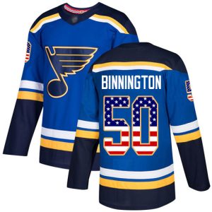 Alluring Adidas Blues #50 Jordan Binnington Blue Home Authentic USA Flag Stitched Youth NHL Jersey for true hockey enthusiasts