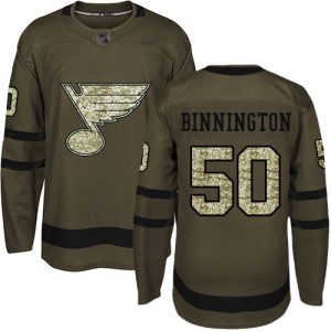 Alluring Adidas Blues #50 Jordan Binnington Green Salute to Service Stitched Youth NHL Jersey to support your favorite players