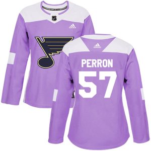 Alluring Adidas Blues #57 David Perron Purple Authentic Fights Cancer Women's Stitched NHL Jersey for die   hard Blackhawks fans