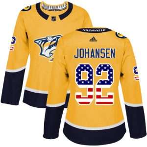 Alluring Adidas Predators #92 Ryan Johansen Yellow Home Authentic USA Flag Women's Stitched NHL Jersey to support your favorite players
