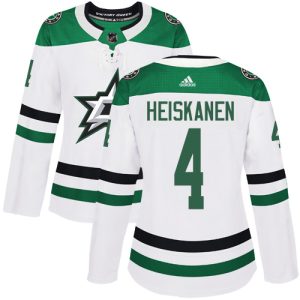 Alluring Adidas Stars #4 Miro Heiskanen White Road Authentic Women's Stitched NHL Jersey to show your team love
