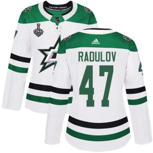 Alluring Adidas Stars #47 Alexander Radulov White Road Authentic Women's 2020 Stanley Cup Final Stitched NHL Jersey for an exciting hockey game