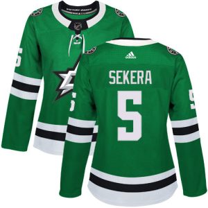Alluring Adidas Stars #5 Andrej Sekera Green Home Authentic Women's Stitched NHL Jersey for true hockey enthusiasts