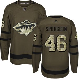 Alluring Adidas Wild #46 Jared Spurgeon Green Salute to Service Stitched Youth NHL Jersey to show your team love