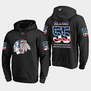 Alluring Blackhawks #55 Blake Hillman NHL Banner Wave Usa Flag Black Hoodie to add to your hockey memorabilia collection