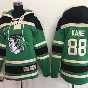 Alluring Blackhawks #88 Patrick Kane Green Sawyer Hooded Sweatshirt Stitched Youth NHL Jersey to show your team love