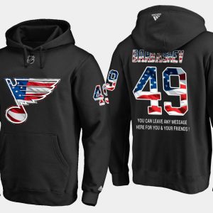 Alluring Blues #49 Ivan Barbashev NHL Banner Wave Usa Flag Black Hoodie to support your favorite players