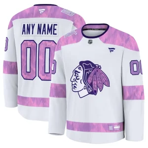 Alluring Chicago Blackhawks 2024 Hockey Fights Cancer Custom Practice Jersey   White for an exciting hockey game
